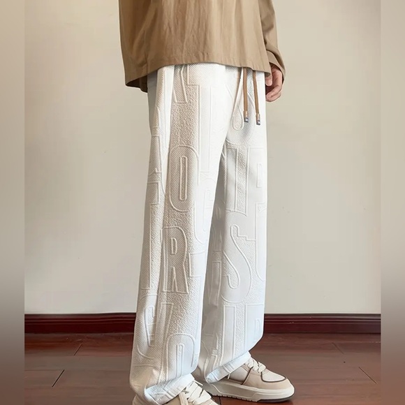 NEW Retail $98 Drake Textured Trendy Men’sWhite Embossed Sweat Pants